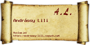 Andrássy Lili névjegykártya