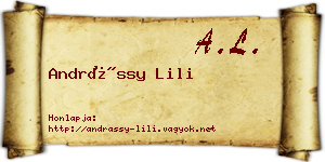 Andrássy Lili névjegykártya